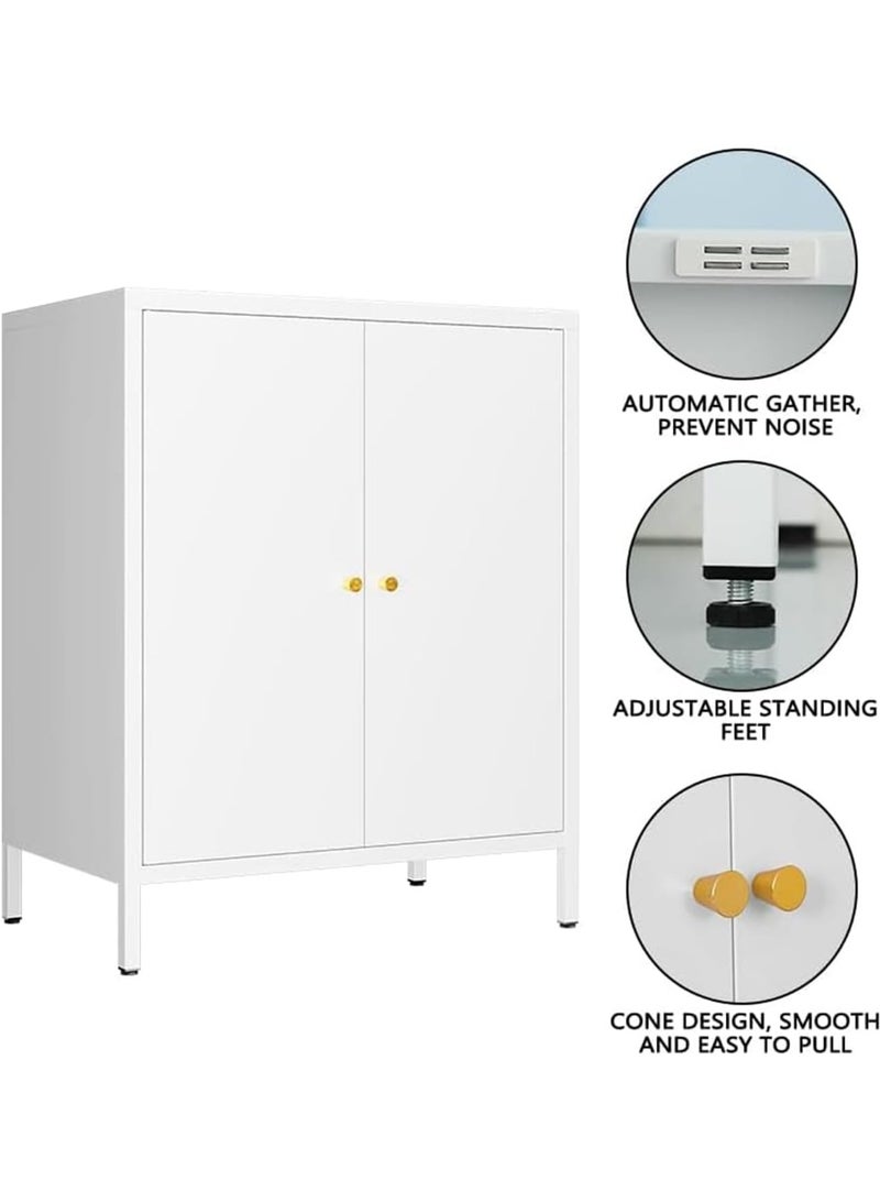 تابيت خزانة بوفيه معدنية، خزانة تخزين مطبخ بأرفف، خزانة ركن قهوة، خزانة جانبية للبوفيه، رف جانبي لتخزين فرن الميكروويف لغرفة المعيشة والمطبخ (أبيض) - Image 2